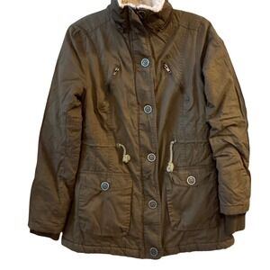 Snobbish Olive Green Fur Lined Hooded Parka Jacket Size S